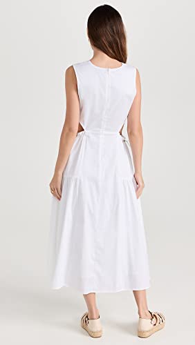 Moon River Women's Sleeveless Side Cut-Out Adjustable Shirred midi Dress, White, X-Small