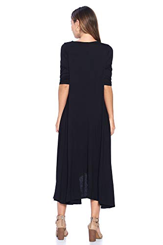 12 Ami Solid 3/4 Sleeve Pocket Loose Maxi Dress Teal 3X