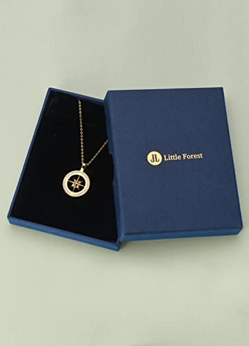 Compass Necklace for Women, 925 Sterling Silver with 18K White Gold/ Gold Plating Compass Pendant Jewelry Cubic Zirconia Unisex College for Masters Degree Graduation Birthday Christmas Ideas Gift
