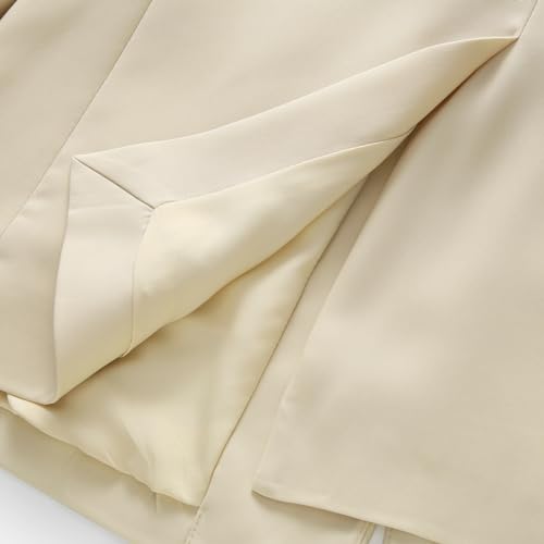 Lamgool Women's Long Sleeve Blazer Casual Open Front Office Jacket with Lapel Pockets for Work (Beige, Small)