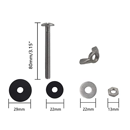 Universal Toilet Tank To Bowl Gasket,2 Kind Gasket and 2 Sets 5/16*3.15 inch Stainless Steel Heavy Duty Rustproof Bolt Hardware Kit,Fits Most 2-Inch and 3-Inch flush valve opening 2-Piece Toilet Tanks