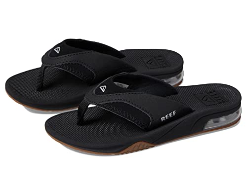 Reef Kids Boys Sandals, Kids Fanning, Black/Silver, 1