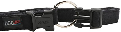 Dogline 15 to 25-Inch Comfort Microfiber Soft Padded Pet Puppy Dog Collar with Nylon Reinforcement, Large, 1-Inch Wide, Black