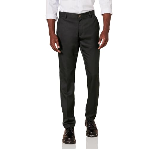 Amazon Essentials Men's Slim-Fit Flat-Front Dress Pant, Black, 42W x 29L