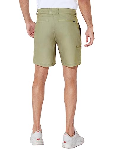 PULI Stretch Golf Shorts Mens Hybrid Dress Shorts 7'' Hiking Travel Lightweight Quick Dry Casual with Pockets Washed Red 32