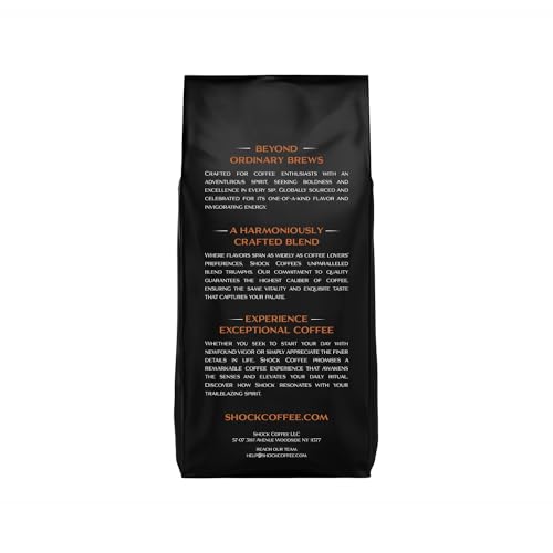 Shock Coffee Naturally Bold | Extra High Caffeine Strong Coffee | Medium Dark Roast Ground | Premium Arabica Coffee | 8 ounce