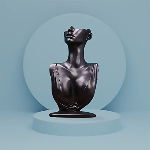 Papinimo Black Resin Jewelry Mannequin Bust Necklace Display Earring Pendant Chain Display Stand Model Holder for Shows Selling Home Decor