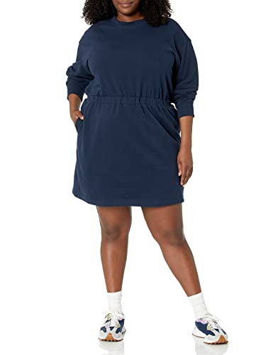 Amazon Essentials Women's Waisted Sweatshirt Dress (Available in Plus Size), Light Brown, X-Small