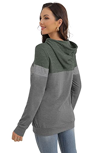 PrinStory Sweatshirts For Women Pullover Tunic Tops Fall Outfits 2023 Y2K Winter Clothes Camo Army Green S