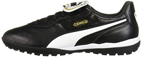 PUMA Men's KING TOP TURF TRAINING Soccer Shoe, Puma Black-Puma White, 4