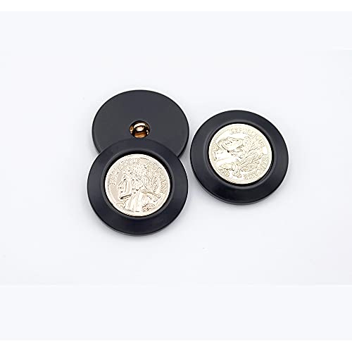 5 PCS Vintage Round Metal Gold Button Women Head Pattern Decorative Buttons Suit Coat Uniform (Black Gold, 21mm)