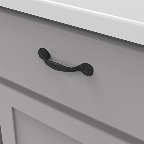 Hickory Hardware 1 Pack Solid Core Kitchen Cabinet Pulls, Luxury Cabinet Handles, Hardware for Doors & Dresser Drawers, 12 Inch Hole Center, Black Iron, Refined Rustic Collection