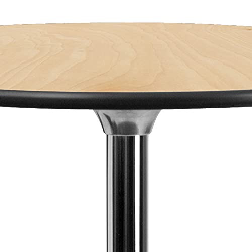 Flash Furniture 30'' Round Wood Cocktail Tables with 30'' and 42'' Columns, Adjustable Wood Bar Height Tables for Events or Home Use, Set of 4, Natural