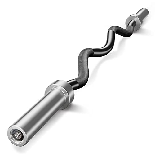 EZ Bar Curl Barbell 4ft-22LB 330LBS Capacity Olympic Bearing Barbell (330LB-Black)