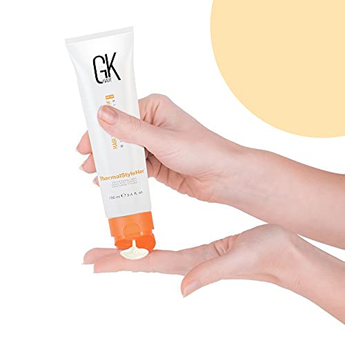 GK HAIR Global Keratin ThermalStyleHer Hair Cream (3.4 Fl Oz/100ml) - Thermal Styling Blow Dry Heat Protectant Cream - Anti Frizz Damage Protection Styling Cream for All Hair Types
