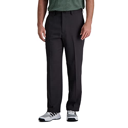 Haggar Men's Cool Right Performance Flex Solid Classic Fit Flat Front Pant-Reg. and Big & Tall Sizes, Midnight, 42W x 30L
