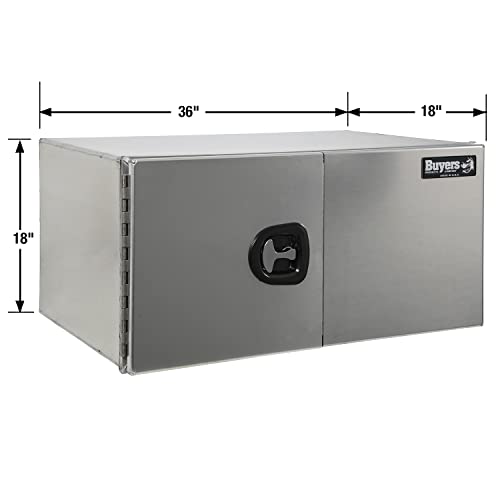 Buyers Products 1705405 Silver Pro Series Smooth Aluminum Underbody Truck Box with Barn Door, 18x18x36 Inch, Durable Vehicle Tool Box For Storage and Organization