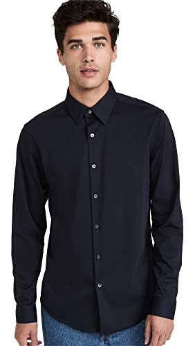 Theory Mens,Knit Long Sleeve Woven Shirt,Sylvain Nd, Black, XS