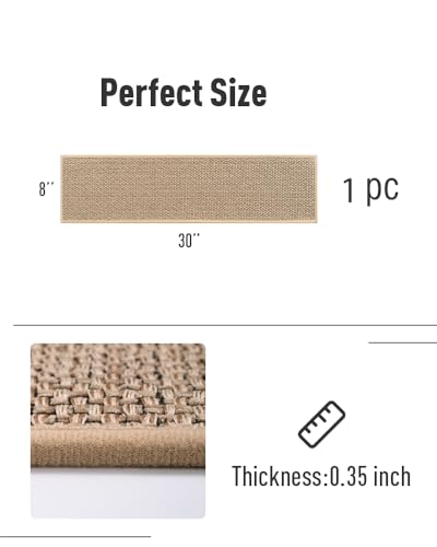 PADOOR Non Slip Stair-Treads, Rubber Backing Stair-Runners for Wooden Steps, 1PCS Residue Free Carpet Stair Treads for Kids and Dogs 8"x30" Beige
