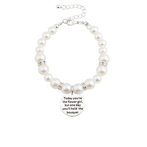 bobauna Today You're The Flower Imitation Pearl Bead Chain Bracelet Wedding Gift For Flower (flower bracelet)
