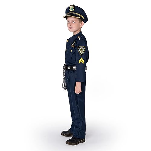 JOYIN Toy Halloween Toddler Police Costume, Police Officer Costume for Boys, Kids Cop Costume with Police Accessories for Roleplay and Dressup (Small (5-7 YRS))