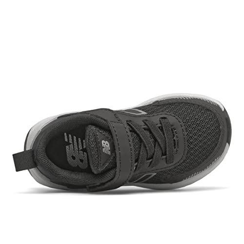 New Balance Unisex Child Dynasoft 545 V1 Hook And Loop Running Shoe, Black/White/Silver Metallic, 8 Wide Toddler US
