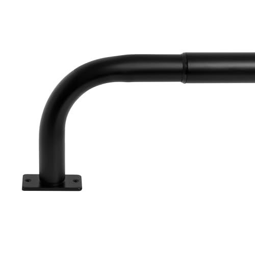 Meriville 1-Inch Diameter Wrap Around Blackout Curtain Rod, 28-Inch to 48-Inch, Black Finish