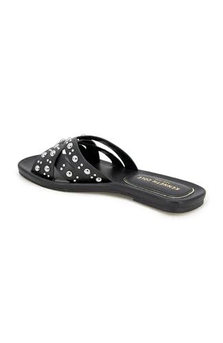 Kenneth Cole Women's Women's JULA Stud Flat Sandal, EGRET, 10