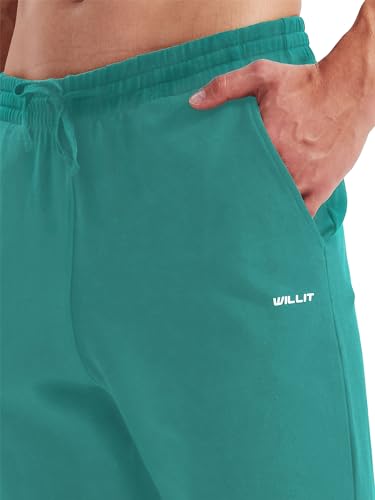 Willit Men's Cotton Yoga Sweatpants Exercise Pants Open Bottom Athletic Lounge Pants Loose Male Sweat Pants with Pockets Stone Gray M