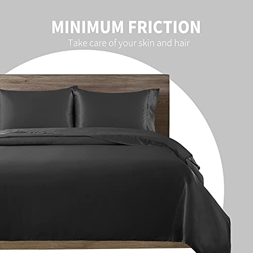 Cobedzy 4 Piece White Satin Sheets Queen Size, Soft Silky Bed Sheets Queen Set, Luxury Bed Sheet Set with 1 Deep Pocket Fitted Sheet 1 Flat Sheet 2 Satin Pillowcases