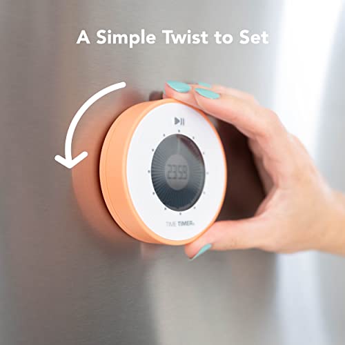 Time Timer Twist 90-Minute Digital Countdown Clock — for Kids Classroom Learning, Homeschool Study Tool, Teachers Desk Clock, Exercise and Kitchen Timer (Dreamsicle Orange)