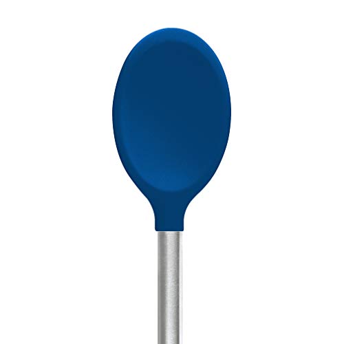 Tovolo Mixing Spoon With Stainless Steel Handle Scratch Heat-Resistant Stirring, Kitchen Utensil Safe for Nonstick Cookware & Cast Iron Skillets, Deep Indigo