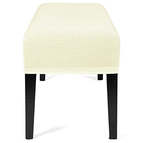 WOMACO Dining Bench Seat Cover Stretch Fabric Rectangle Table Bench Slipcover for Kitchen Piano Bench (Dark Gray, Medium)
