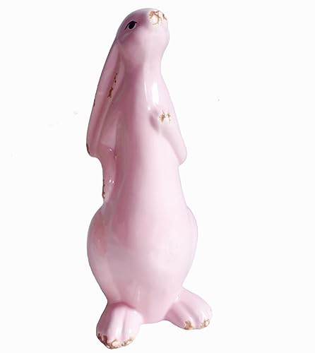 Ceramic Bunny Rabbits Porcelain Bunny Figurine Decorations Easter Rabbit Statues Home Decor Vintage Style Bunny Figurines Ornament Gift (White)