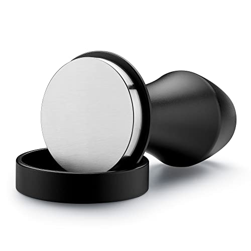 Normcore 45.5mm Spring Loaded Coffee Tamper V4 Fits Flair Pro, Pro 2, 304 Stainless Steel Flat Base, Ergonomic Anodized Aluminum Handle, Black