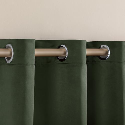XTMYI 2 Panels Grommet Short Curtains for Bedroom,Thermal Insulated Heat Refletive Sun Blocker Neutral Bay Window Curtains Living Room,48 Inch Length,Beige