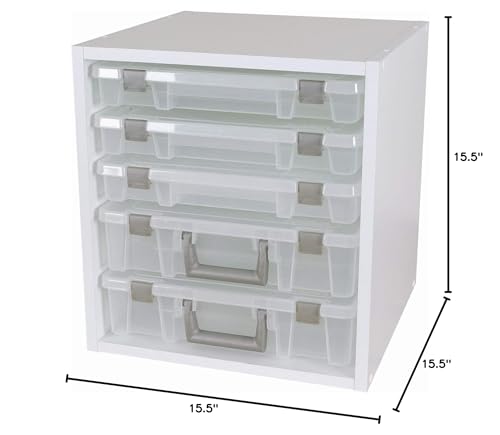 ArtBin 6855SC Super Satchel Cube - 15.5 x 16.75 x 15.625 in. Arts and Crafts Supply Storage with Pre-Drilled Holes, 6 Rail Set, Customizable, White