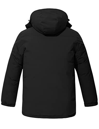 wantdo Men's Big and Tall Mountain Skiing Jacket Waterproof Winter Snow Coat Windproof Raincoat Black XX-Large Big