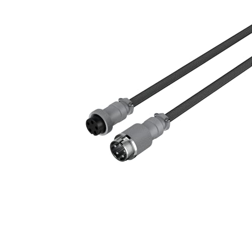 HyperX Coiled Cable - Durable Coiled Cable, Stylish Design, 5-Pin Aviator Connector, USB-C to USB-A - Grey