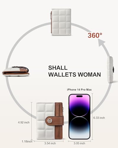 BOSTANTEN Small Wallet for Women Leather RFID Blocking Card Holder Bifold Compact Wallets With Zipper Coin Pocket Beige&Brown