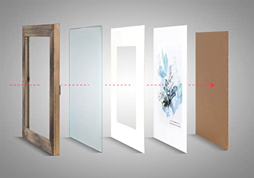 KAIWIN 100% Solid Wood Brown 12x16 Picture Frames 2 Pack - Display Picture 8.5x11 with Mat, HD Plexiglass Inside, Rustic Wooden Photo Frames for Wall Mounting