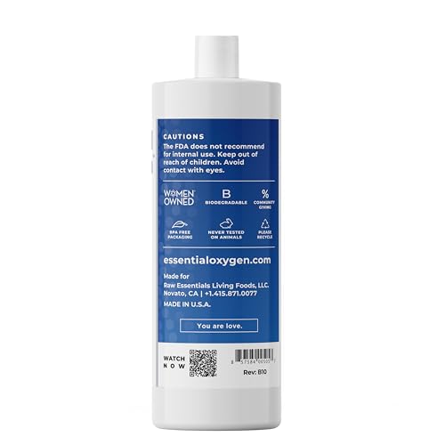 Essential Oxygen Food Grade Hydrogen Peroxide 3%, Natural Cleaner, Refill, 32 Fl Oz