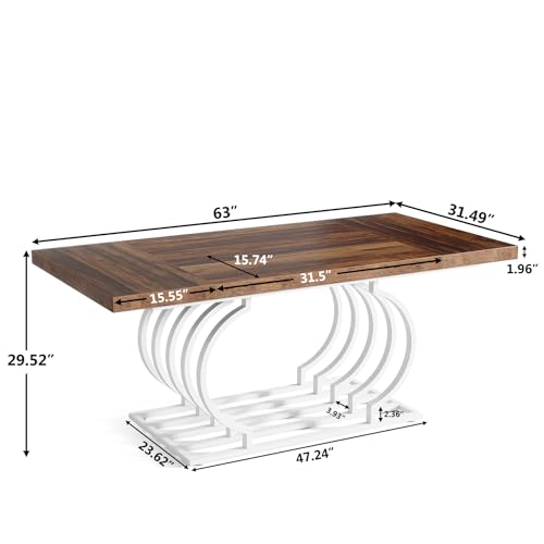 Tribesigns 63" Modern Office Desk, White and Gold Executive Desk, Large Computer Desk Home Office Desk with Gold Metal Frame, Wood Workstation Study Writing Desk