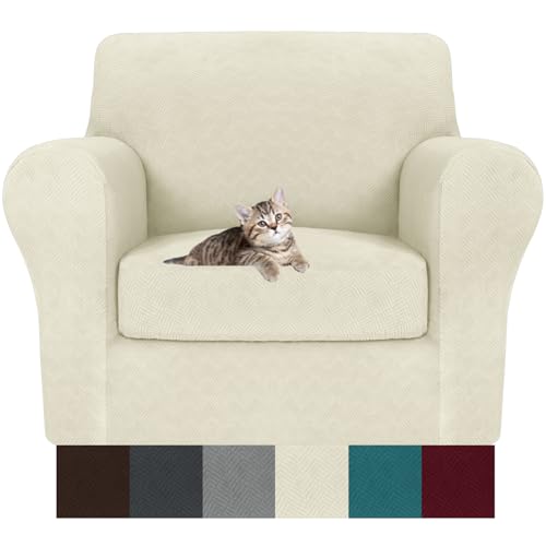 MAXIJIN 3 Piece Couch Covers for 2 Cushion Couch loveseat Cover, Stretch Love Seat Sofa Slipcovers for Dogs Pet, Thick Furniture Protector with 2 Seat Cushion (55"-69", Wine Red)