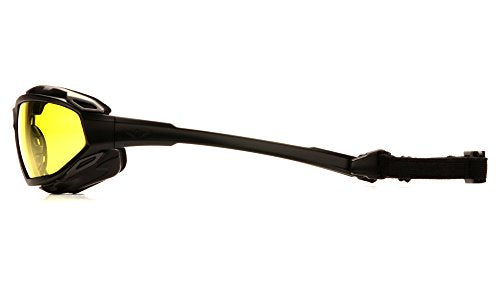 Pyramex Safety Highlander XP Eyewear, Black/Gray Frame, Amber Anti-Fog Lens