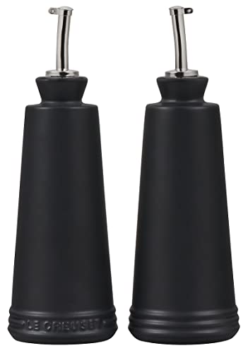 Le Creuset Signature Stoneware Oil & Vinegar set, 10 oz. each, Black Onyx