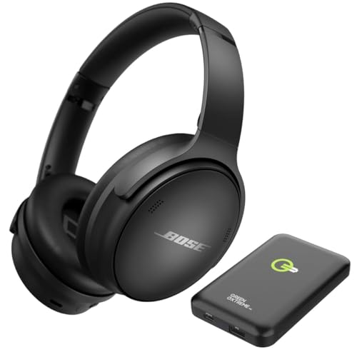 Bose QuietComfort 45 Wireless Bluetooth Noise Cancelling Headphones, Over-Ear Headphones with Microphone, Personalized Noise Cancellation and Sound, Bundle Portable Wireless Charger