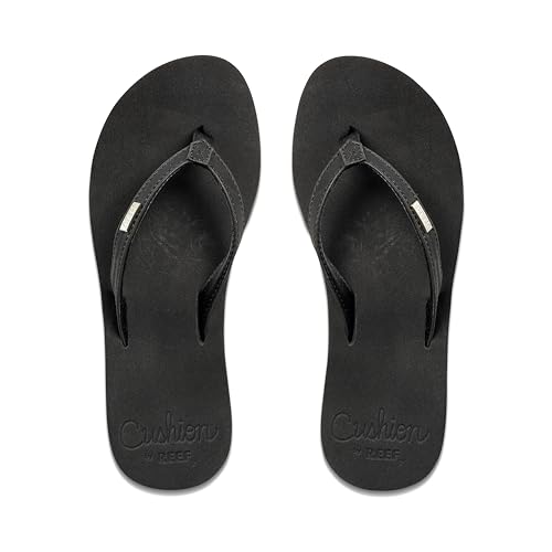 Reef Women's Sandals, Reef Cushion Luna, Black/Black, 5