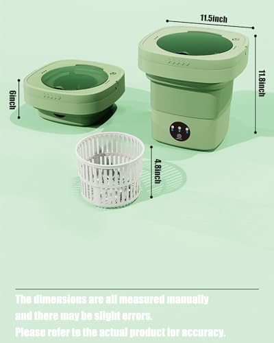 ZhuoMuNiao portable washing machine,mini washing machine,9Litre large capacity foldable washing machine,washing machine suitable for Travel, RV, Camping, Home or Apartments Laundry Used(Green new)…