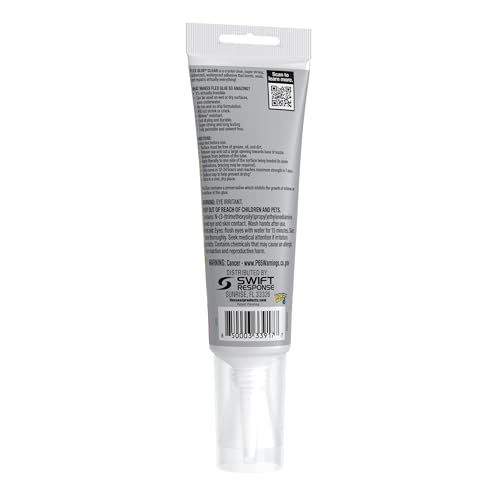 Flex Glue, Super Strong, Transparent, Rubberized Waterproof Adhesive, Works Underwater, Use on Pools, Showers, Outdoors, Concrete, Brick, Pavers, UV Resistant, 4 oz Squeeze Tube, Clear, 2-Pack